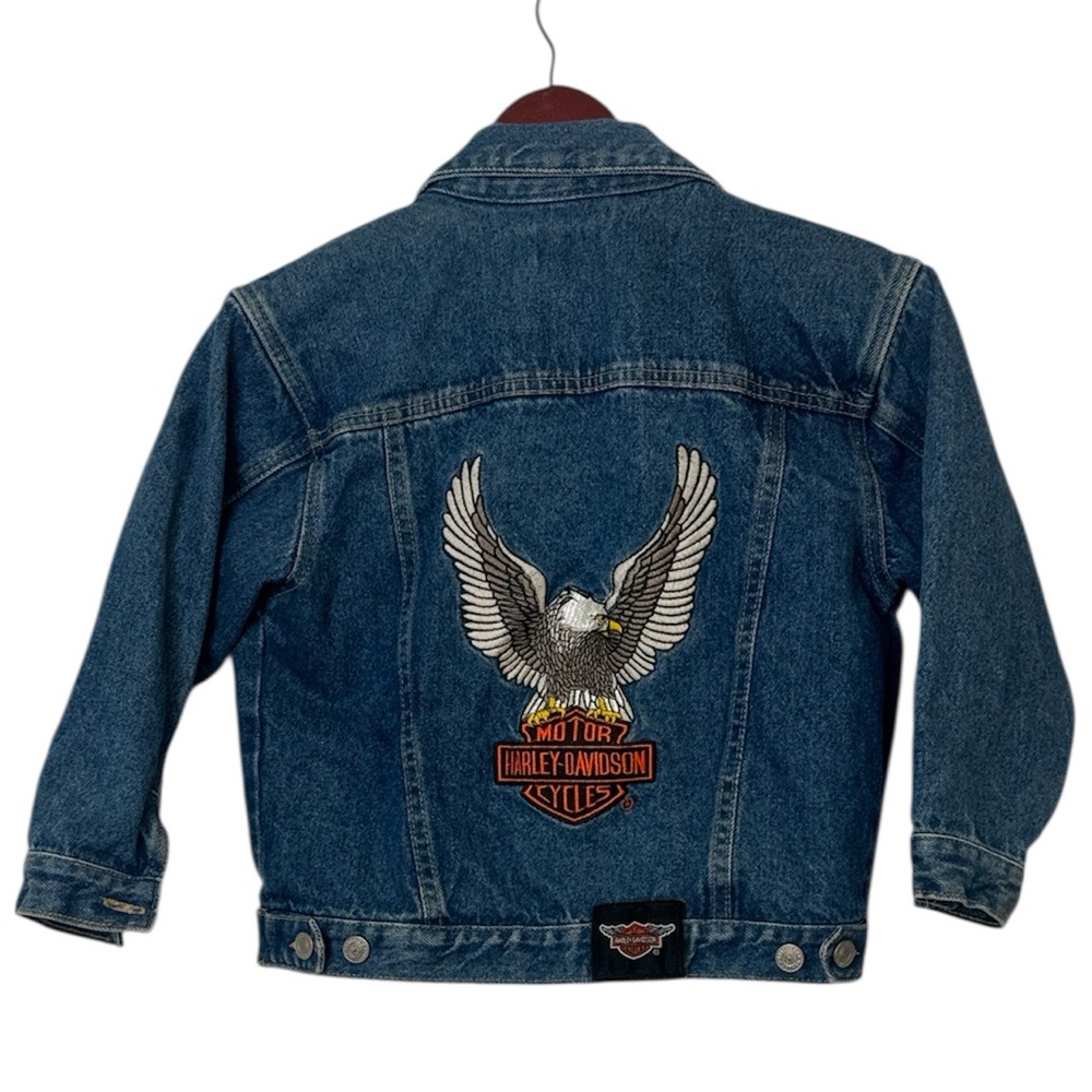 Harley Davidson Patch Denim Jacket Childs 12 biker vintage motorcycle coat